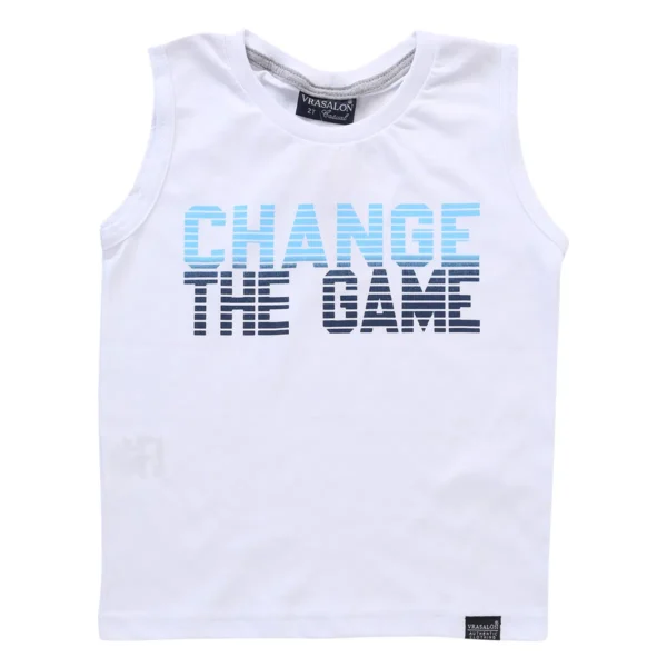 Conjunto Vrasalon Camiseta Regata Change The Game + Bermuda Moletom Marinho - Imagem 2