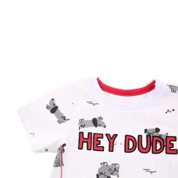 Conjunto Bebê Alakazoo Camiseta Estampa Hey Dude Branco + Bermuda - Imagem 4