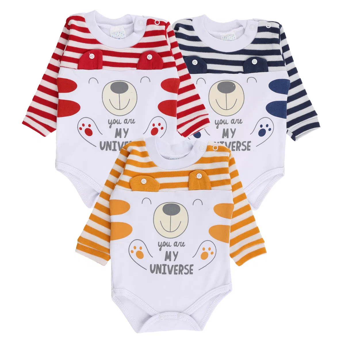 Body Manga Longa Bebê Petutinha Estampa Urso