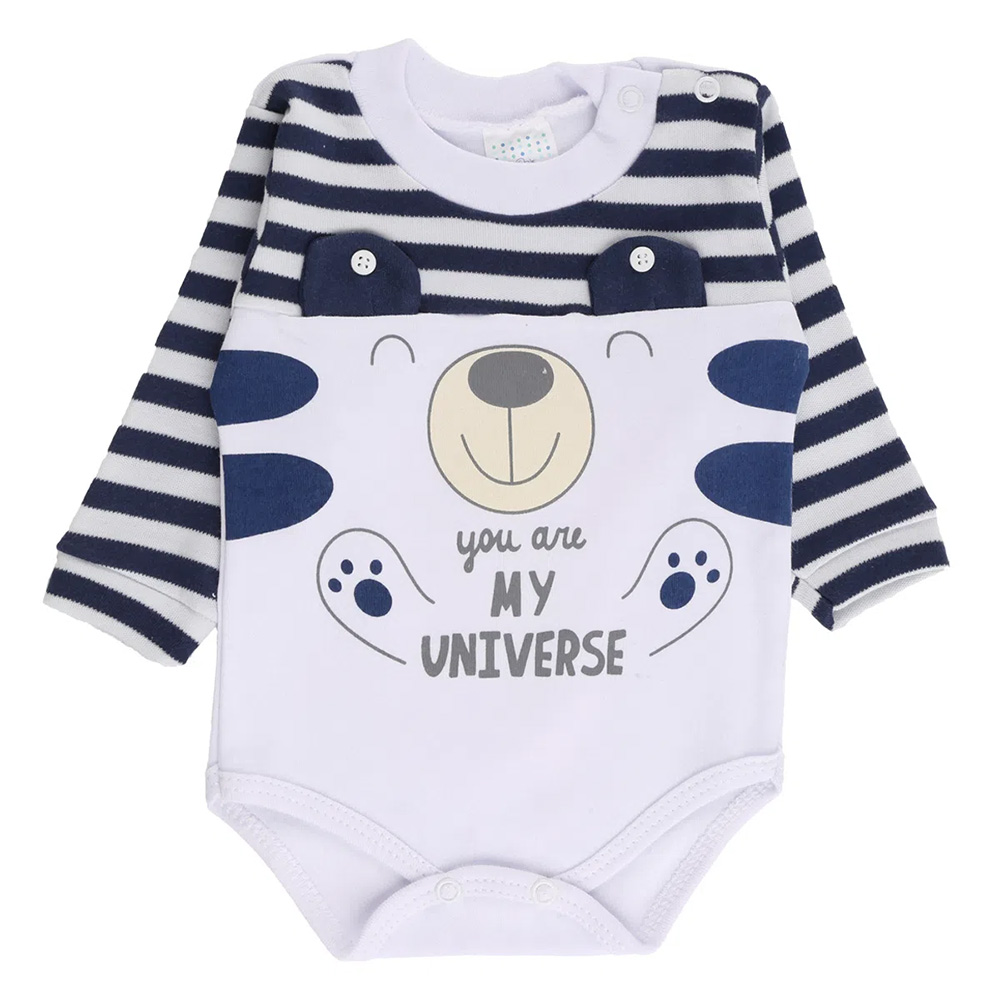 Body Manga Longa Bebê Petutinha Estampa Urso - Imagem 2