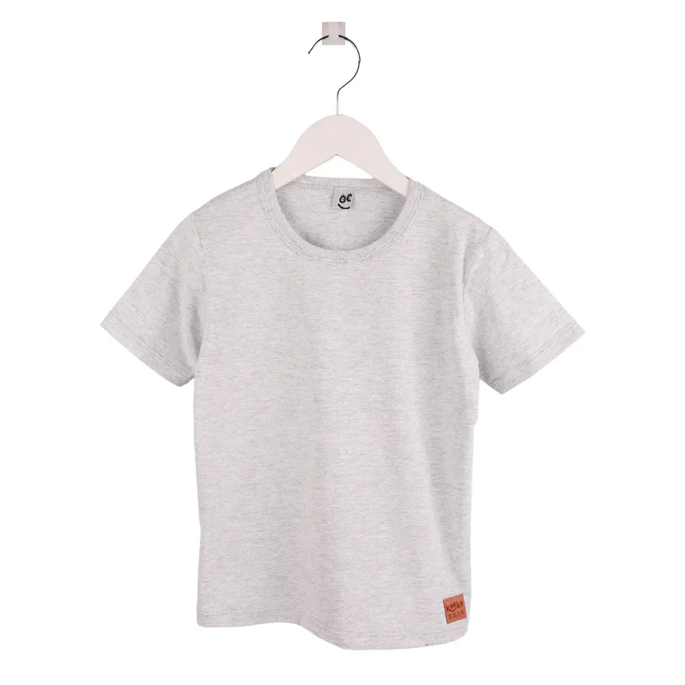 Camiseta Infantil Kookabu Básica Cinza Detalhe Couro