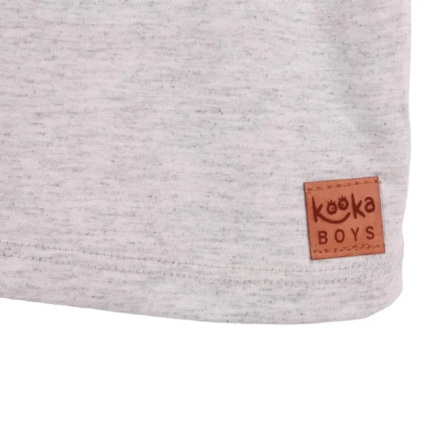 Camiseta Infantil Kookabu Básica Cinza Detalhe Couro - Imagem 3