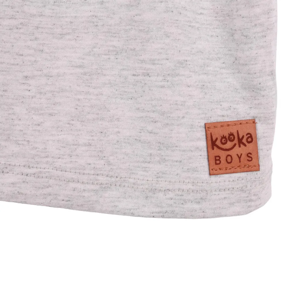 Camiseta Infantil Kookabu Básica Cinza Detalhe Couro - Imagem 3