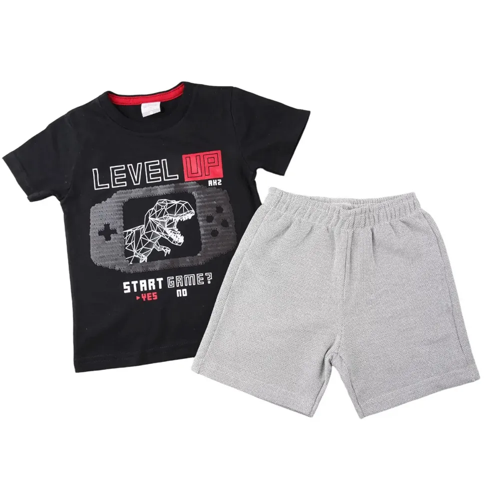 Conjunto Alakazoo Camiseta Level Up + Bermuda Moletom