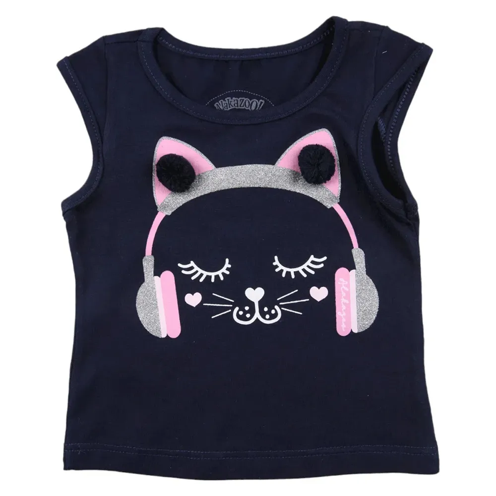 Conjunto Bebê Alakazoo Blusa Marinho Estampa Gatinha + Saia - Imagem 4