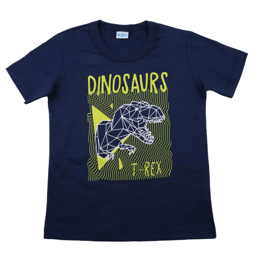 Conjunto Infantil Gijo Camiseta Dinosaurs Marinho + Bermuda Moletom - Imagem 2