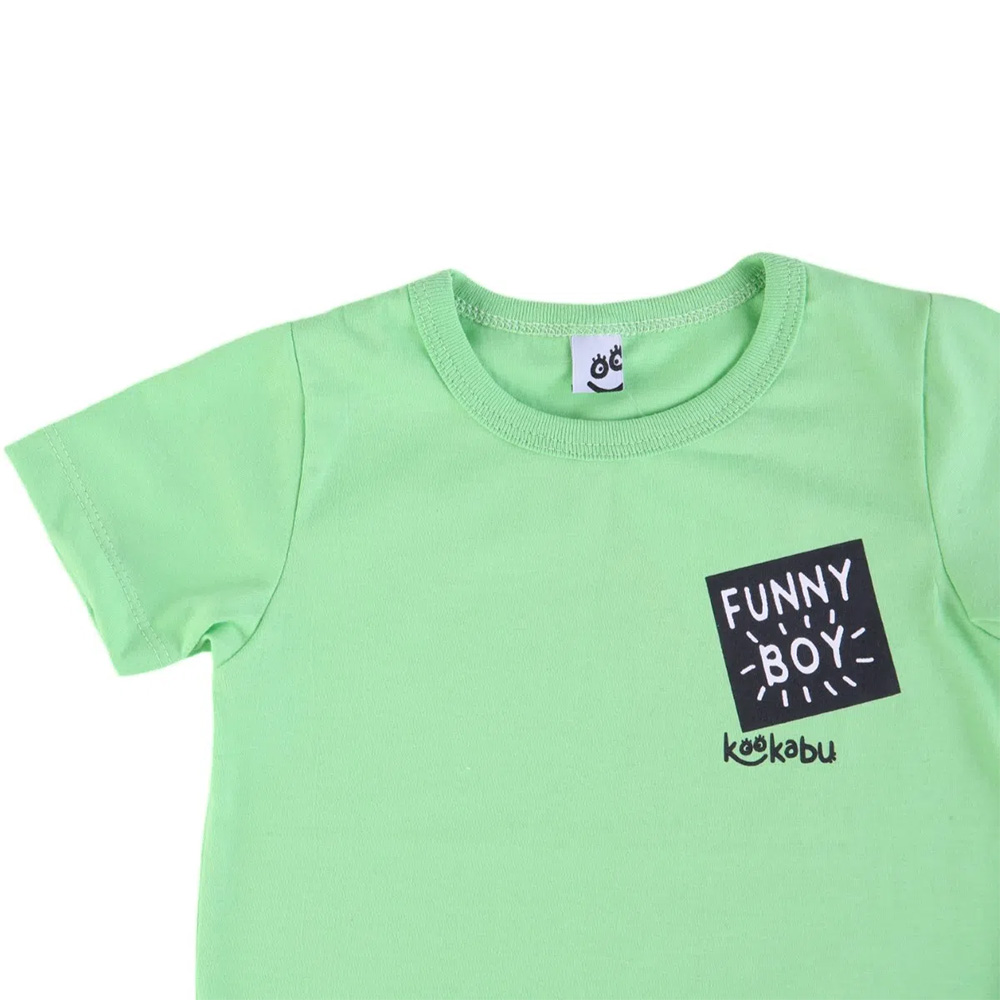 Conjunto Infantil Kookabu Camiseta Estampa Funny Verde + Bermuda - Imagem 4